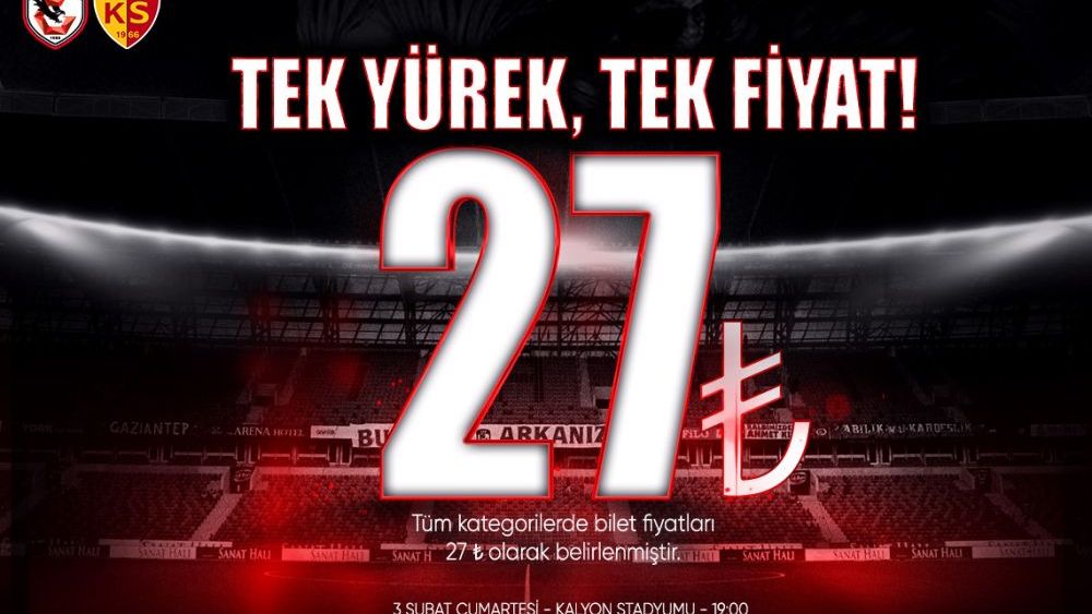 Gaziantep FK'nın 27 uğuru! Tüm biletler tek fiyat